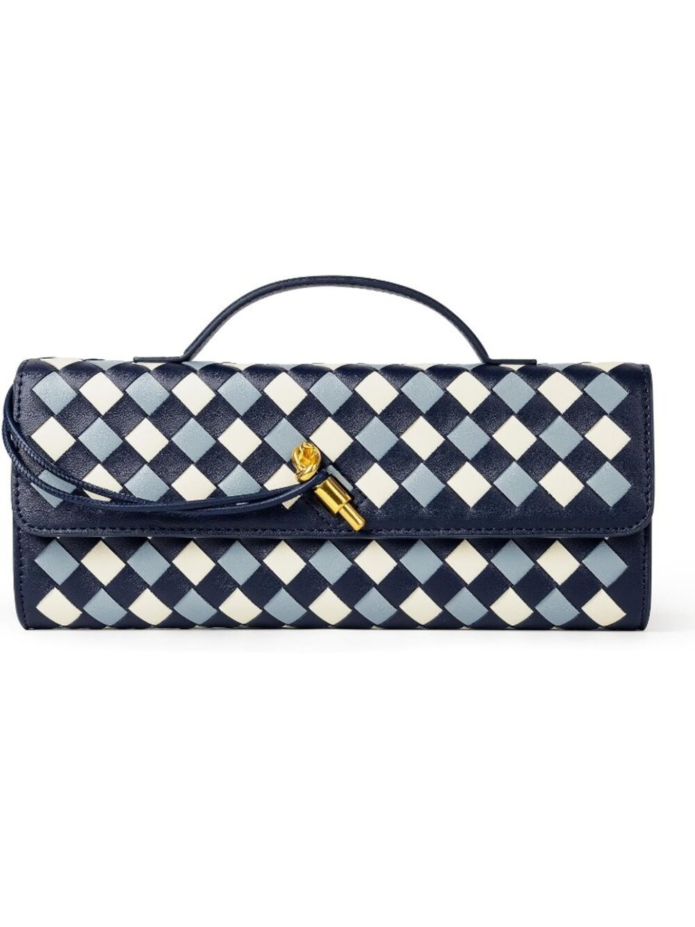 Women Mixed Ocean Woven Vegan Leather Clutch Purse Formal Evening Crossbody Bag